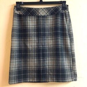 Vintage Eddie Bauer Wool Plaid  Skirt 4 Grey Black Academia